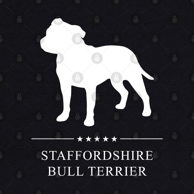 Staffordshire Bull Terrier Dog White Silhouette by millersye